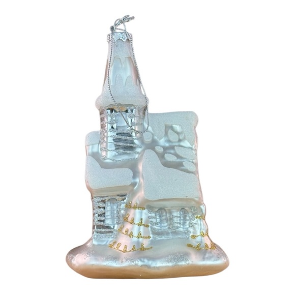 Glass Church Ornament with Glitter Accents Elegant Holiday Decor - Picture 5 of 9